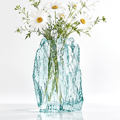 VELOQIAO® Aqua Glacier Crystal Vase