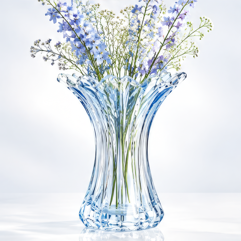 VELOQIAO® Azure Fluted Crystal Vase