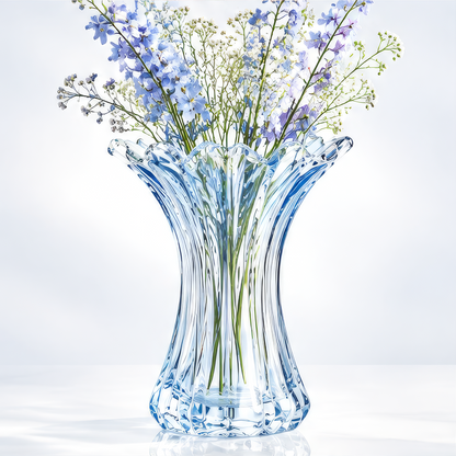 VELOQIAO® Azure Fluted Crystal Vase
