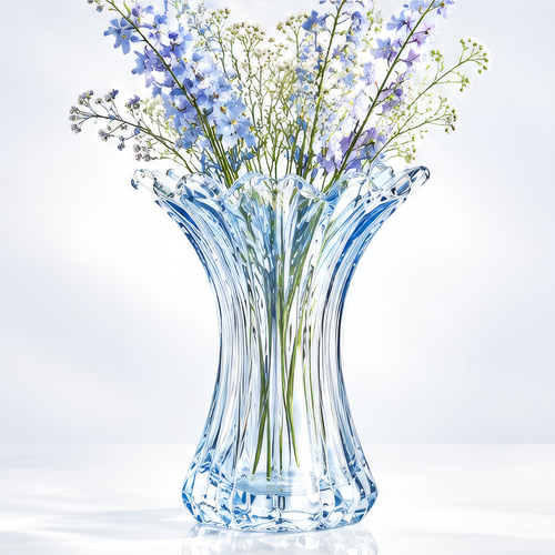 VELOQIAO® Azure Fluted Crystal Vase