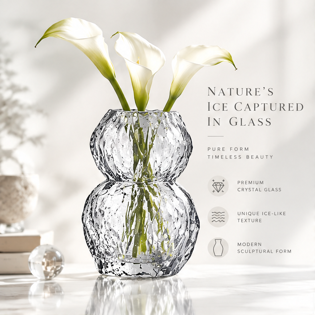 VELOQIAO® Ice Gourd Crystal Vase