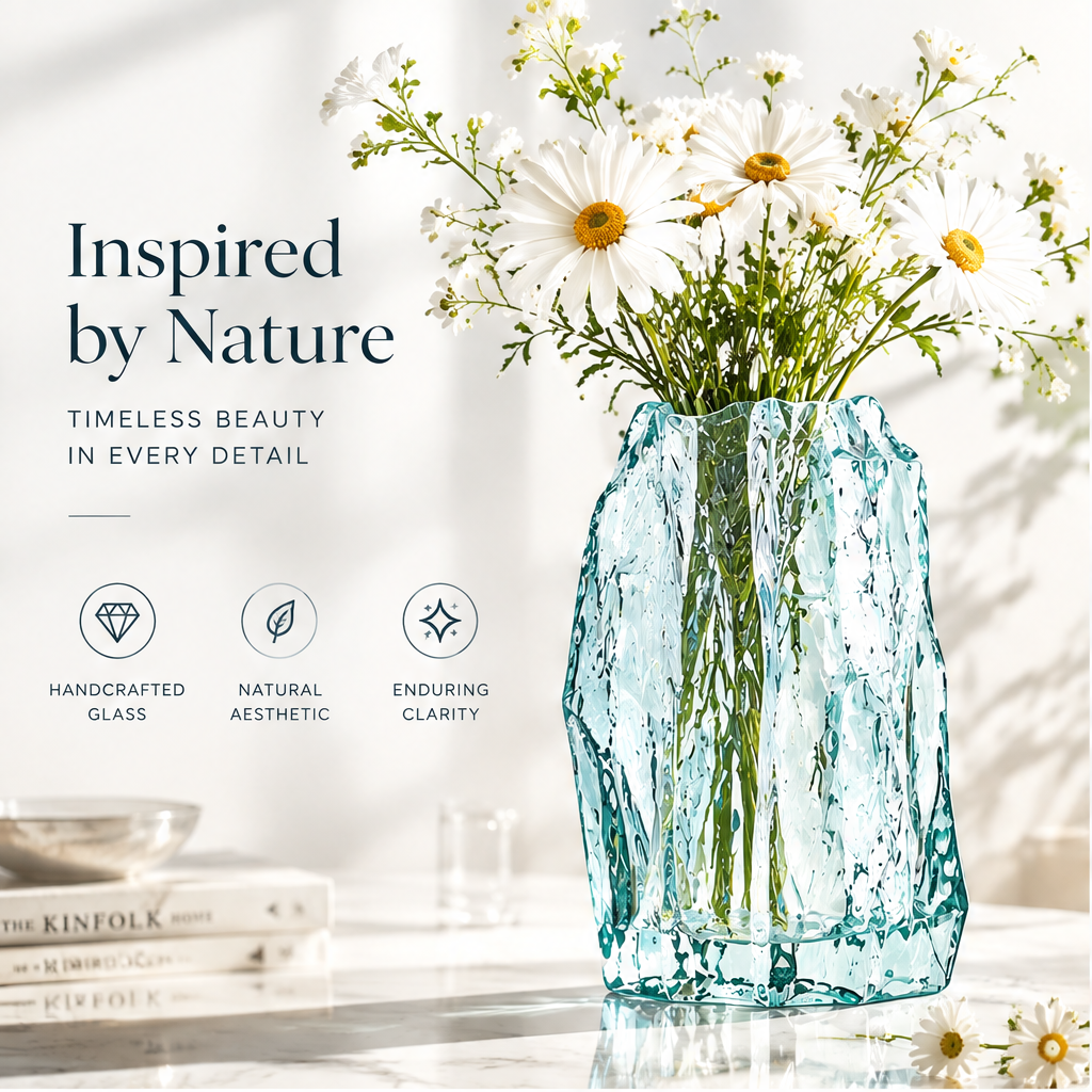 VELOQIAO® Aqua Glacier Crystal Vase