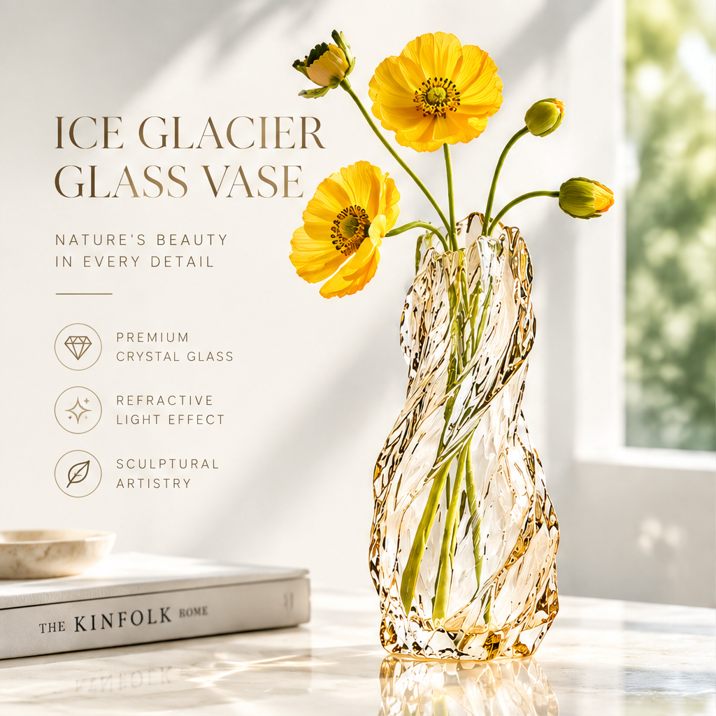 VELOQIAO® Amber Twist Crystal Vase
