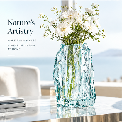 VELOQIAO® Aqua Glacier Crystal Vase