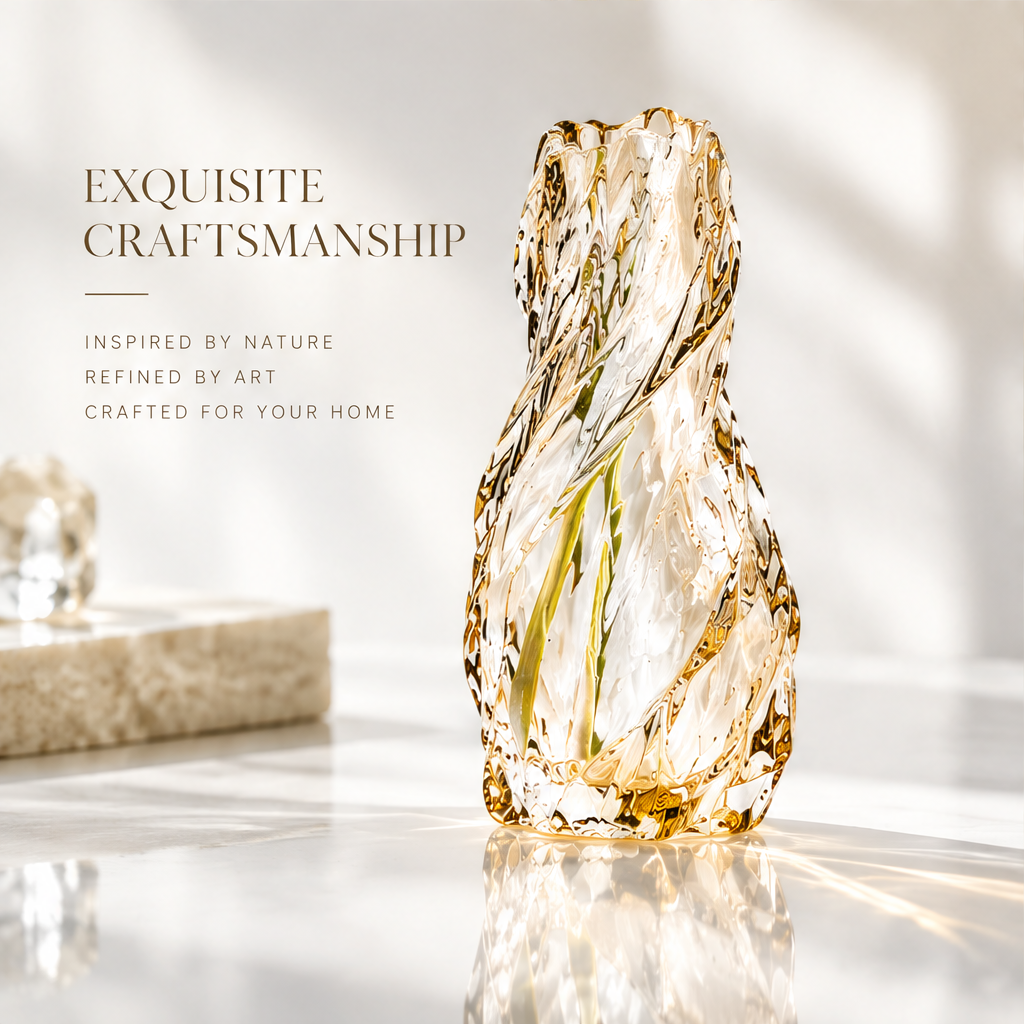 VELOQIAO® Amber Twist Crystal Vase