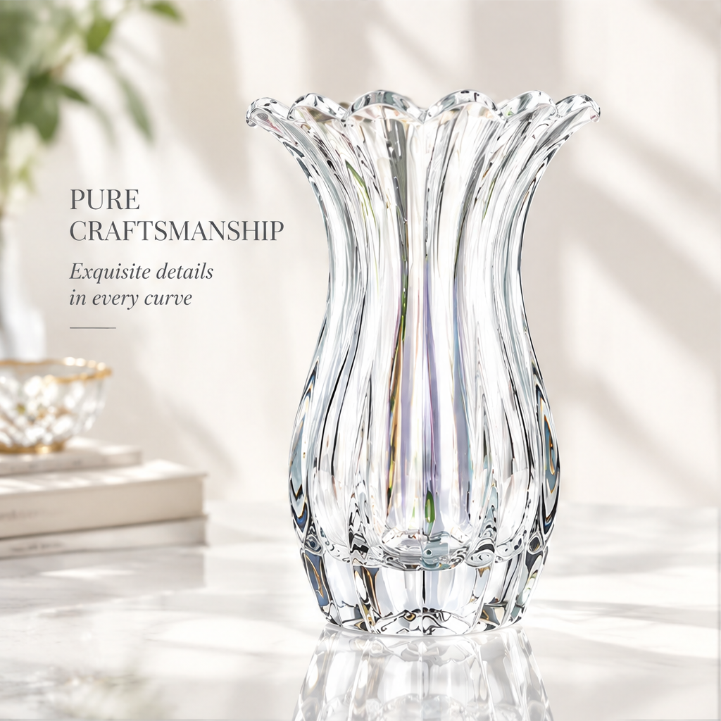 VELOQIAO Bloom Ruffle Crystal Vase - pure craftsmanship