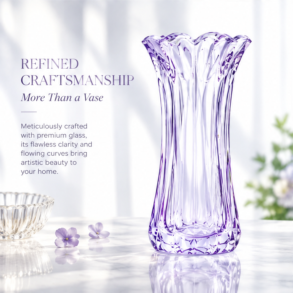 VELOQIAO® Lilac Trumpet Crystal Vase