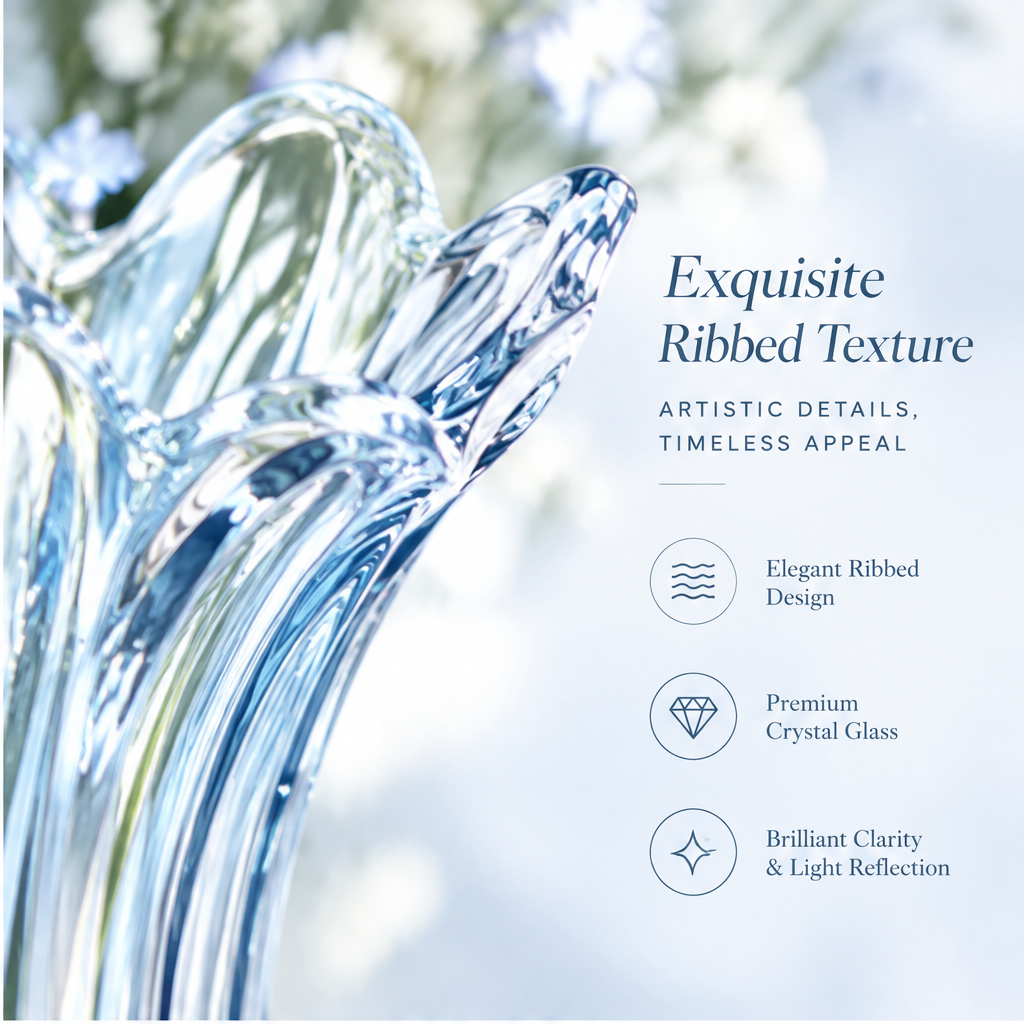 VELOQIAO® Azure Fluted Crystal Vase