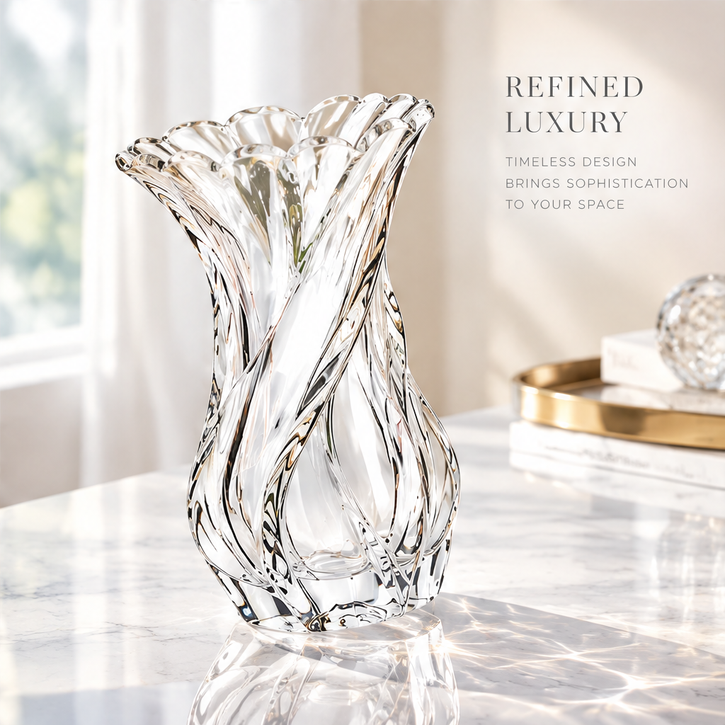 VELOQIAO Crystal Twist Sculptural Vase - refined luxury