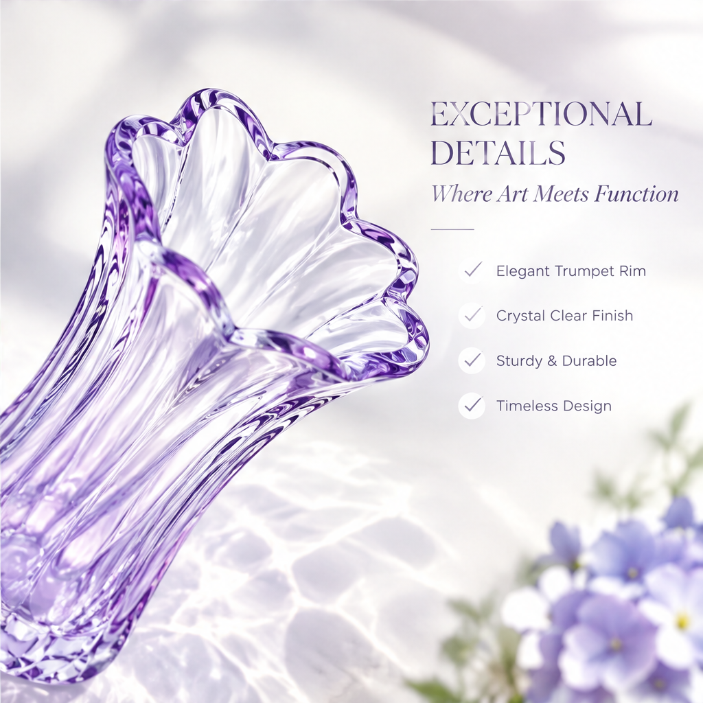 VELOQIAO® Lilac Trumpet Crystal Vase
