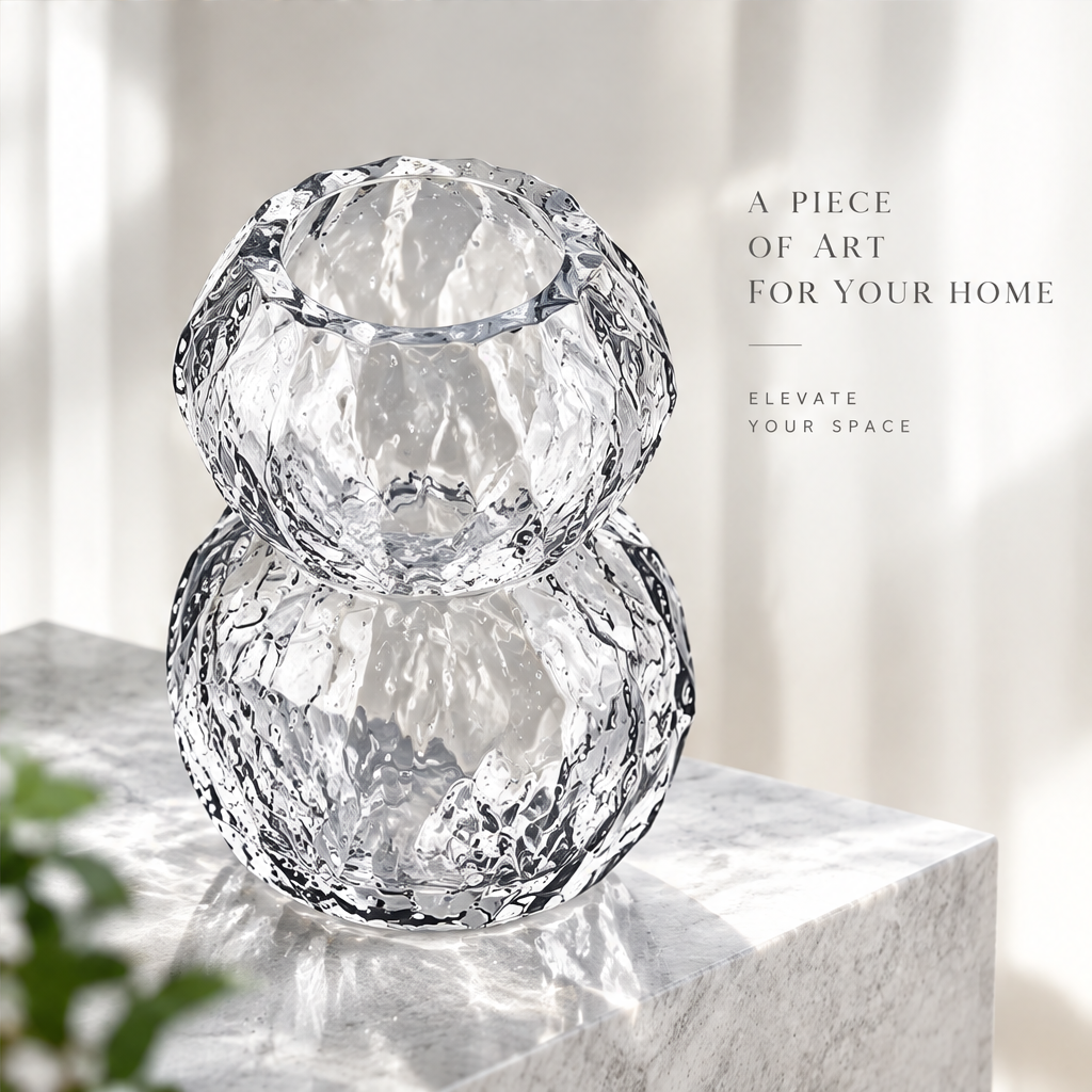 VELOQIAO® Ice Gourd Crystal Vase