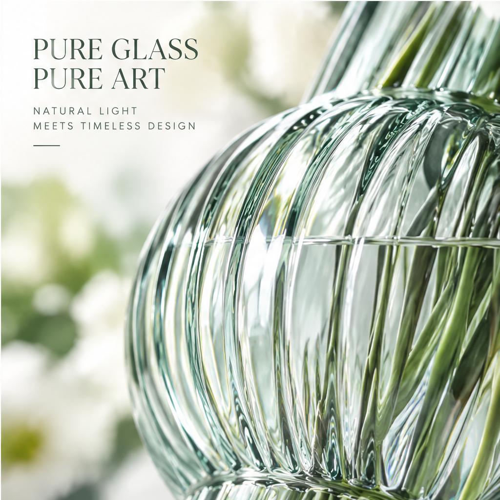 VELOQIAO Ribbed Orb Stack Glass Vase - exquisite ribbed texture detail