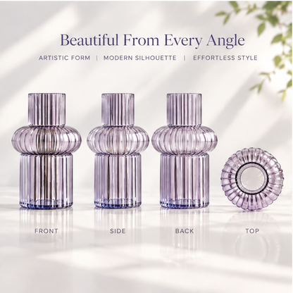 VELOQIAO Lavender Sculpted Totem Ribbed Vase - timeless elegance lifestyle