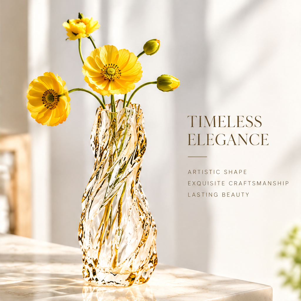 VELOQIAO® Amber Twist Crystal Vase