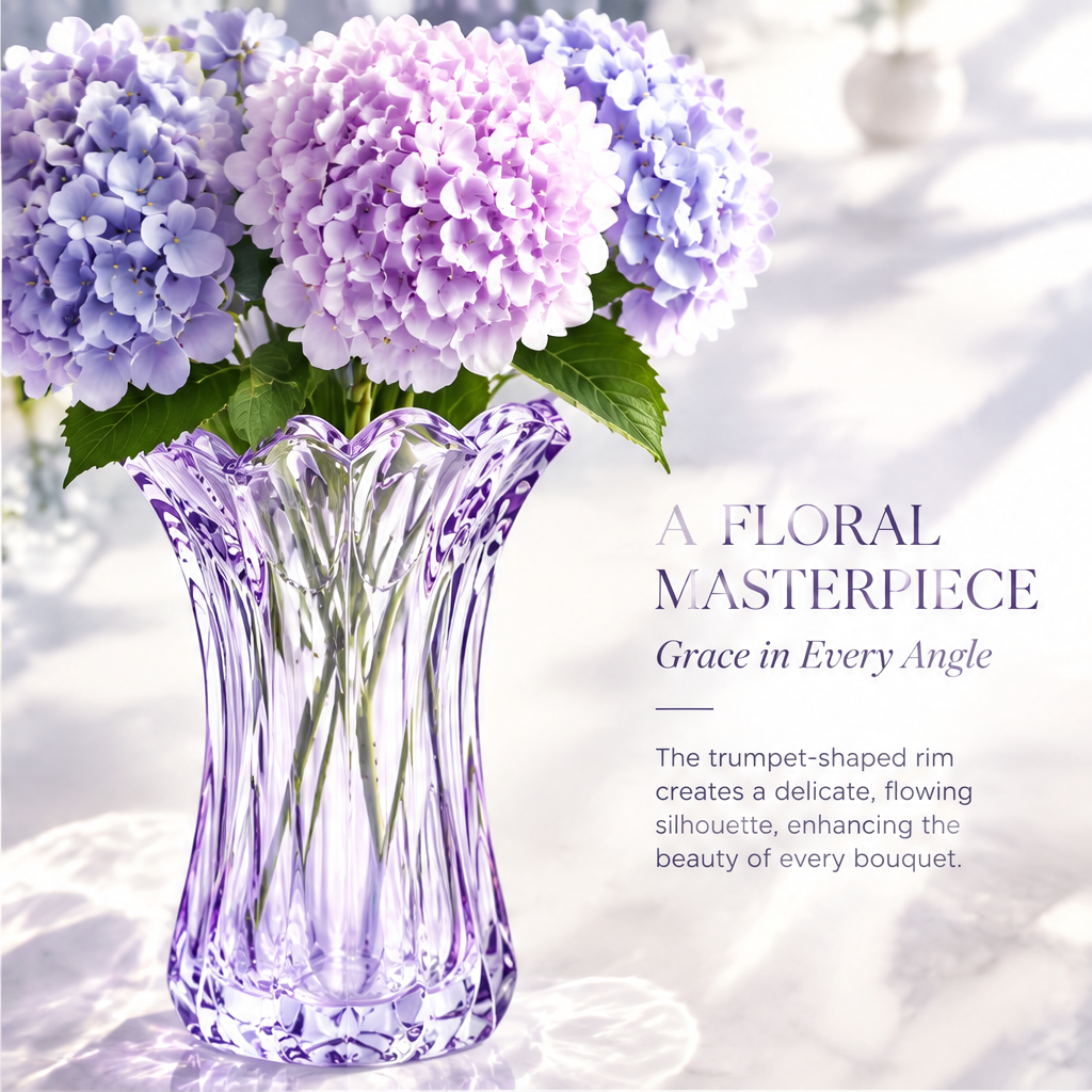 VELOQIAO® Lilac Trumpet Crystal Vase