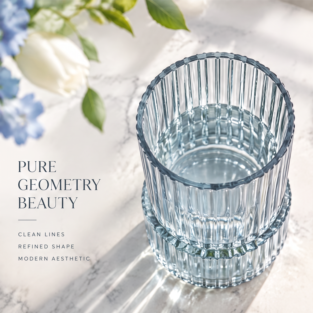 VELOQIAO Steel Blue Column Pedestal Vase - pure geometry beauty top view