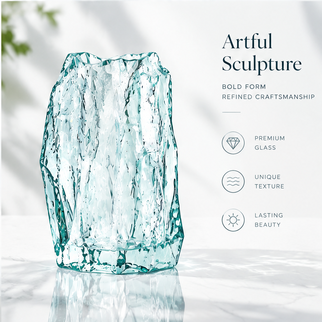 VELOQIAO® Aqua Glacier Crystal Vase